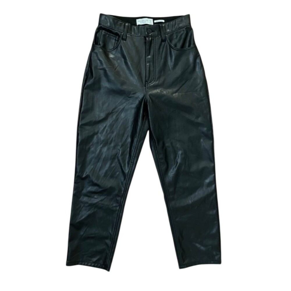 Abercrombie & Fitch The Ankle Straight Ultra High Rise Vegan Leather Pants 4